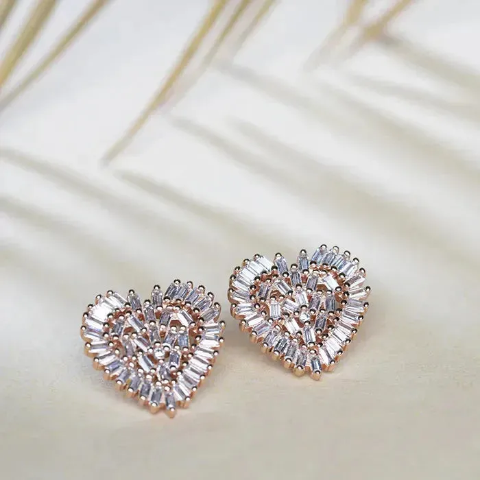 Crystal Heart Stud Earrings