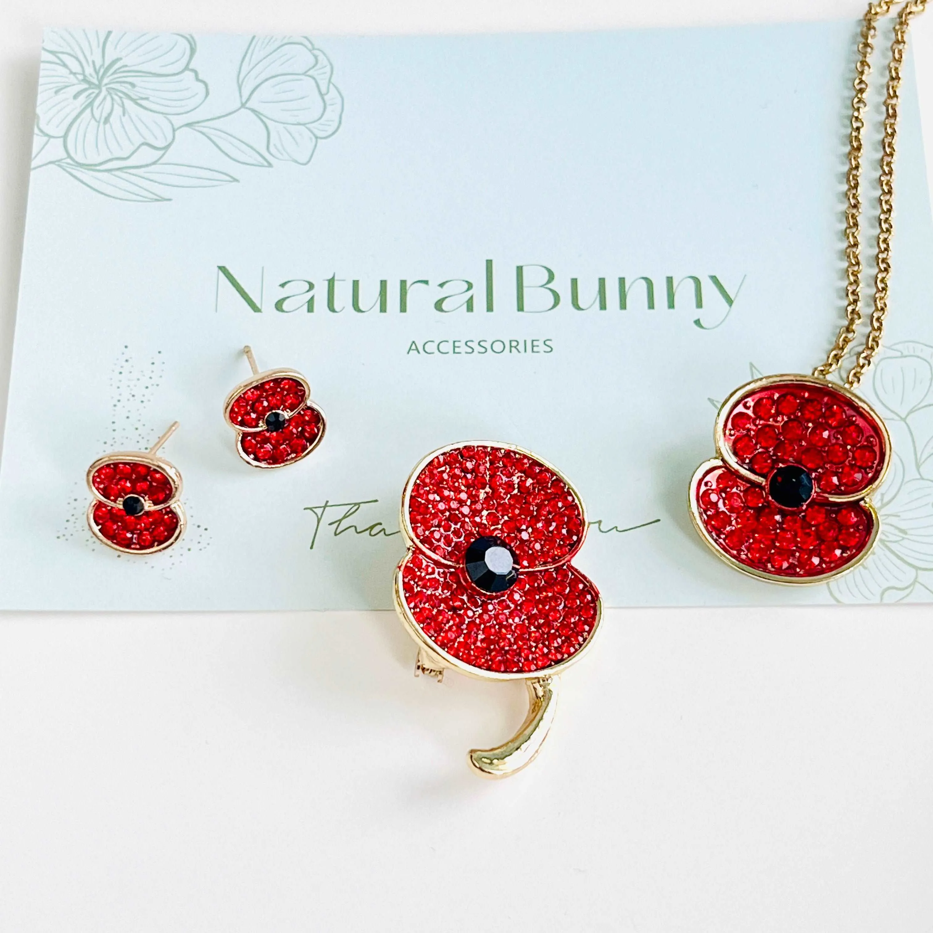 Crystal Red Poppy Stud Earrings