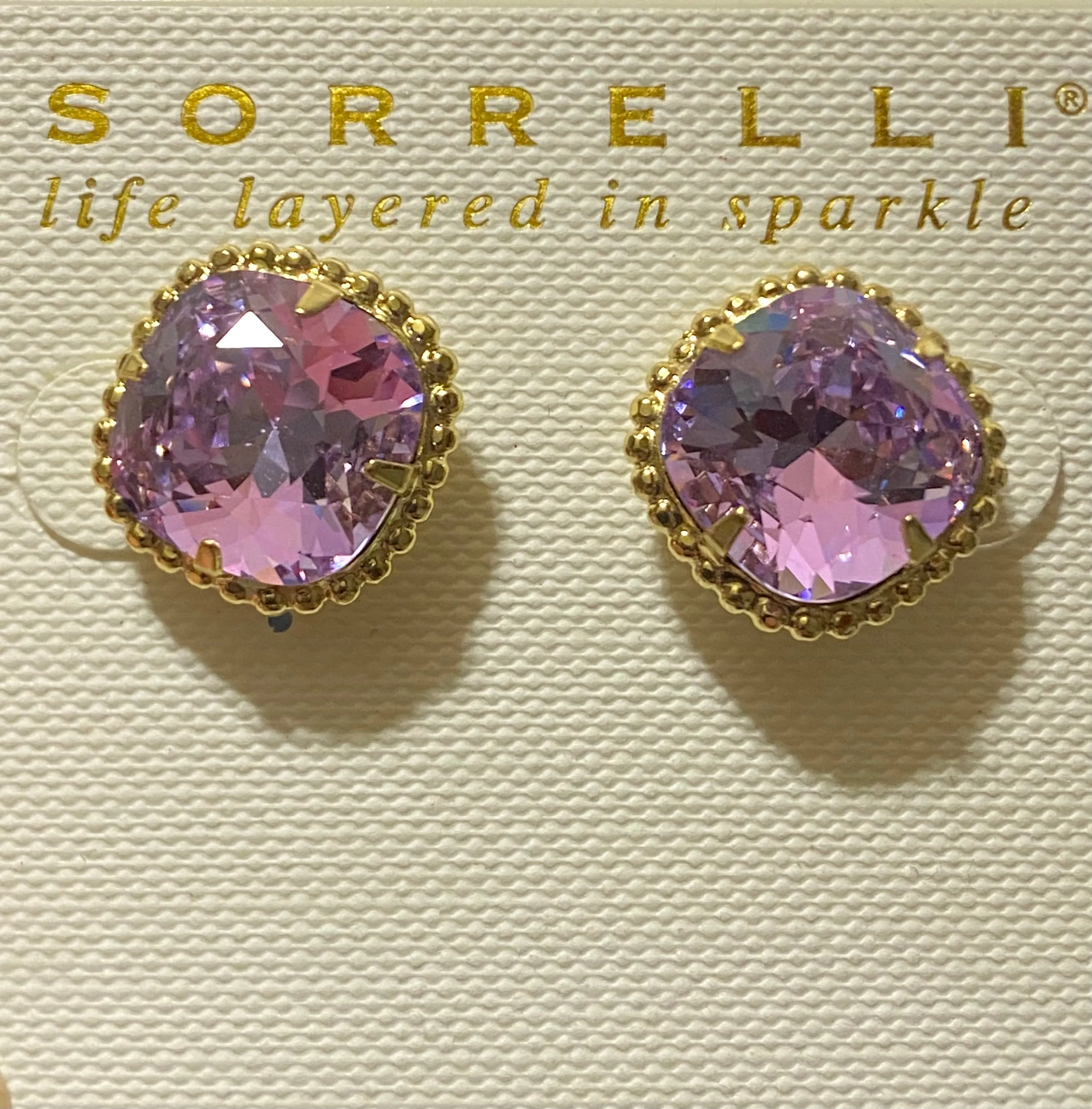 Cushion Cut Solitaire Sorrellie Stud Earring - Light Purple