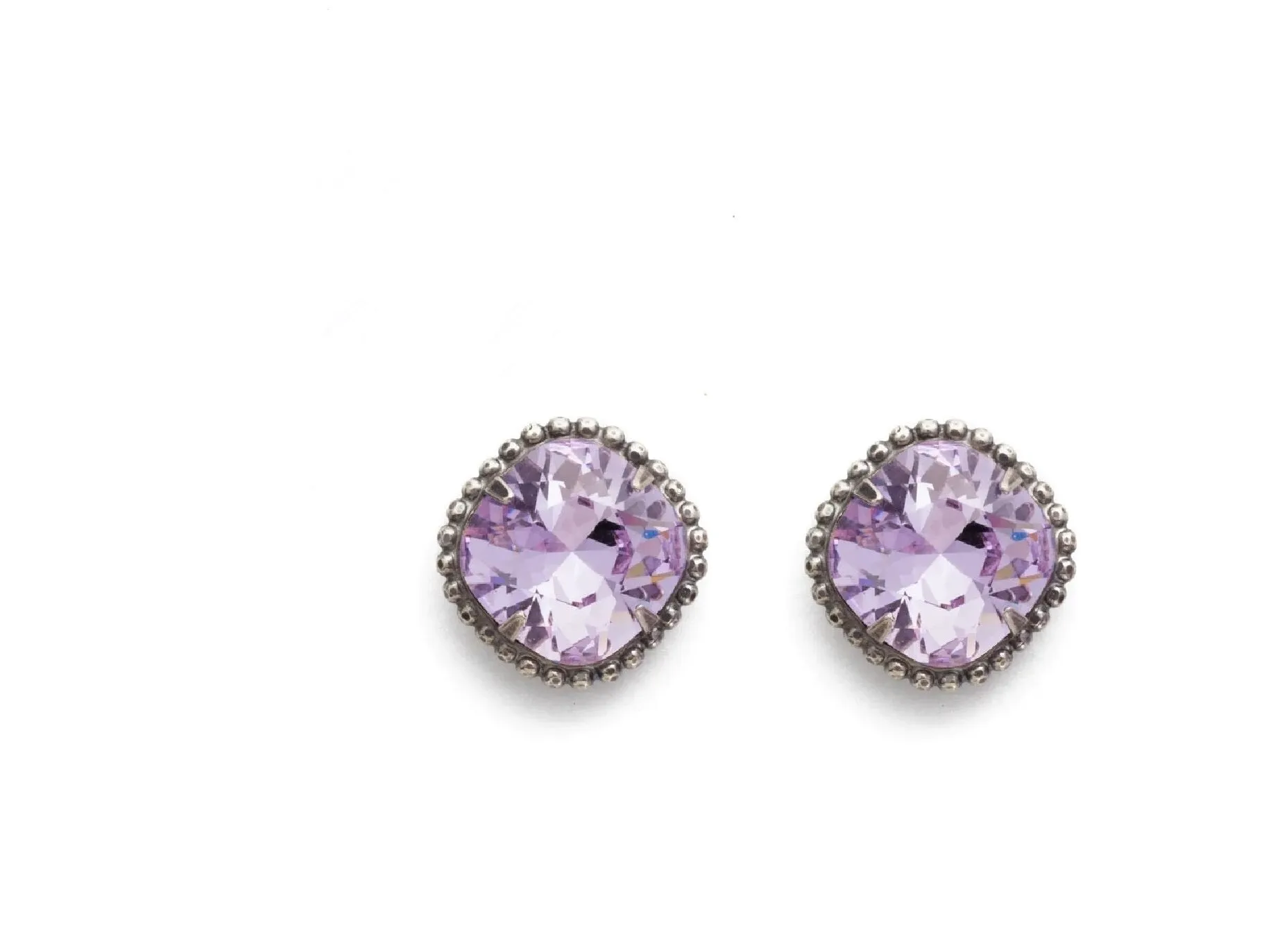 Cushion Cut Solitaire Sorrellie Stud Earring - Light Purple