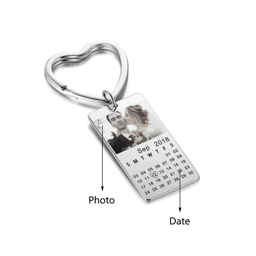 Custom Photo And Date Keychain