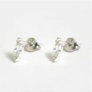 CZ Petal Silver Ear Stud - Elegant and Stylish Accessory for Any Occasion