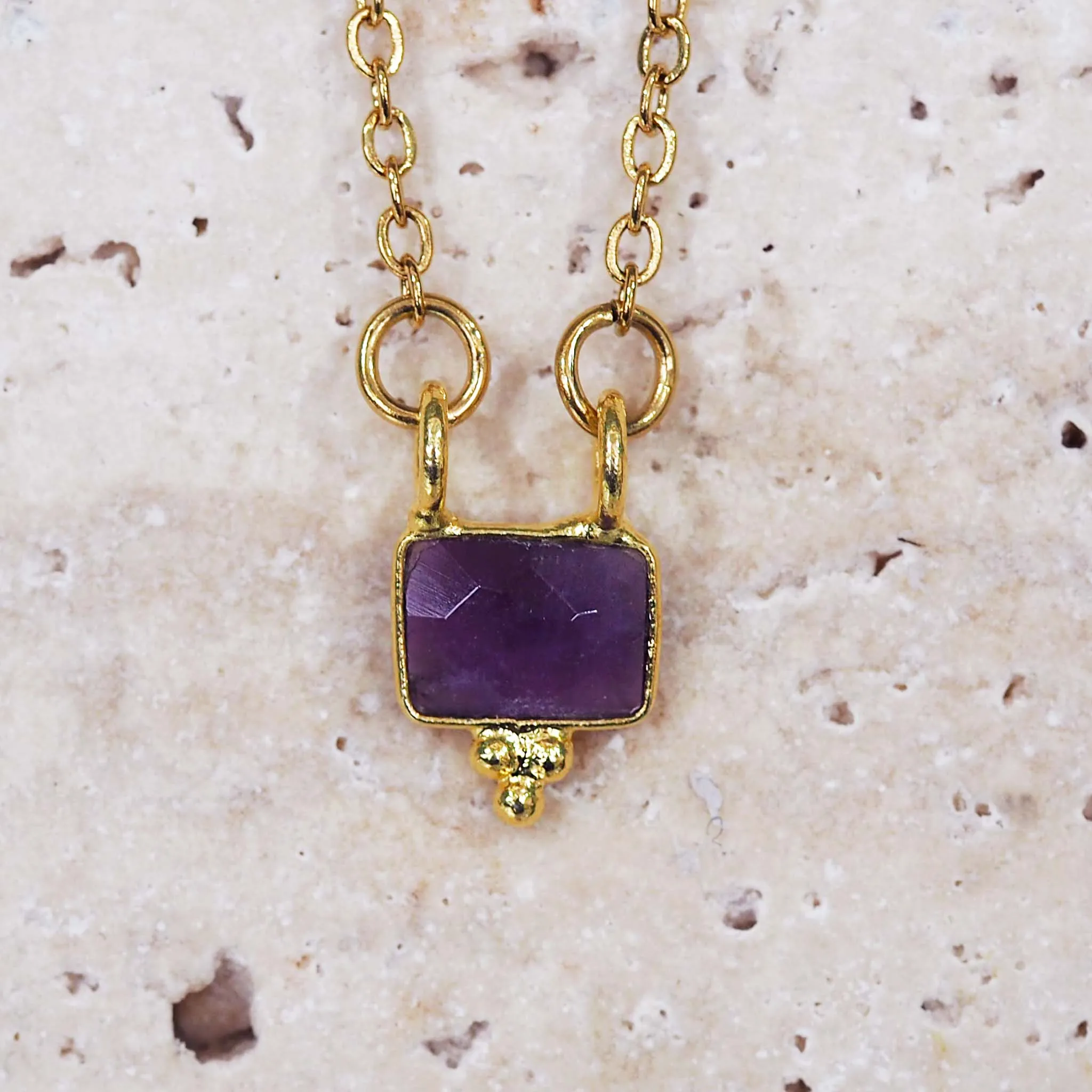 Dainty Gold Gemstone Necklace