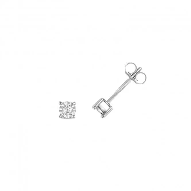 Diamond Jewellery 9ct White Gold Diamond Studs Illusion Set ED143W