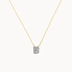 Diamond Letter B Necklace in 10k Gold