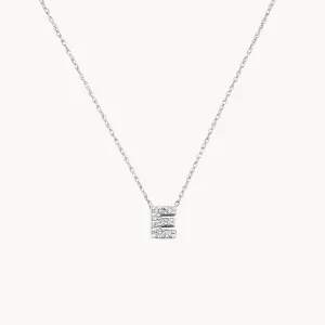 Diamond Letter E Necklace in Silver