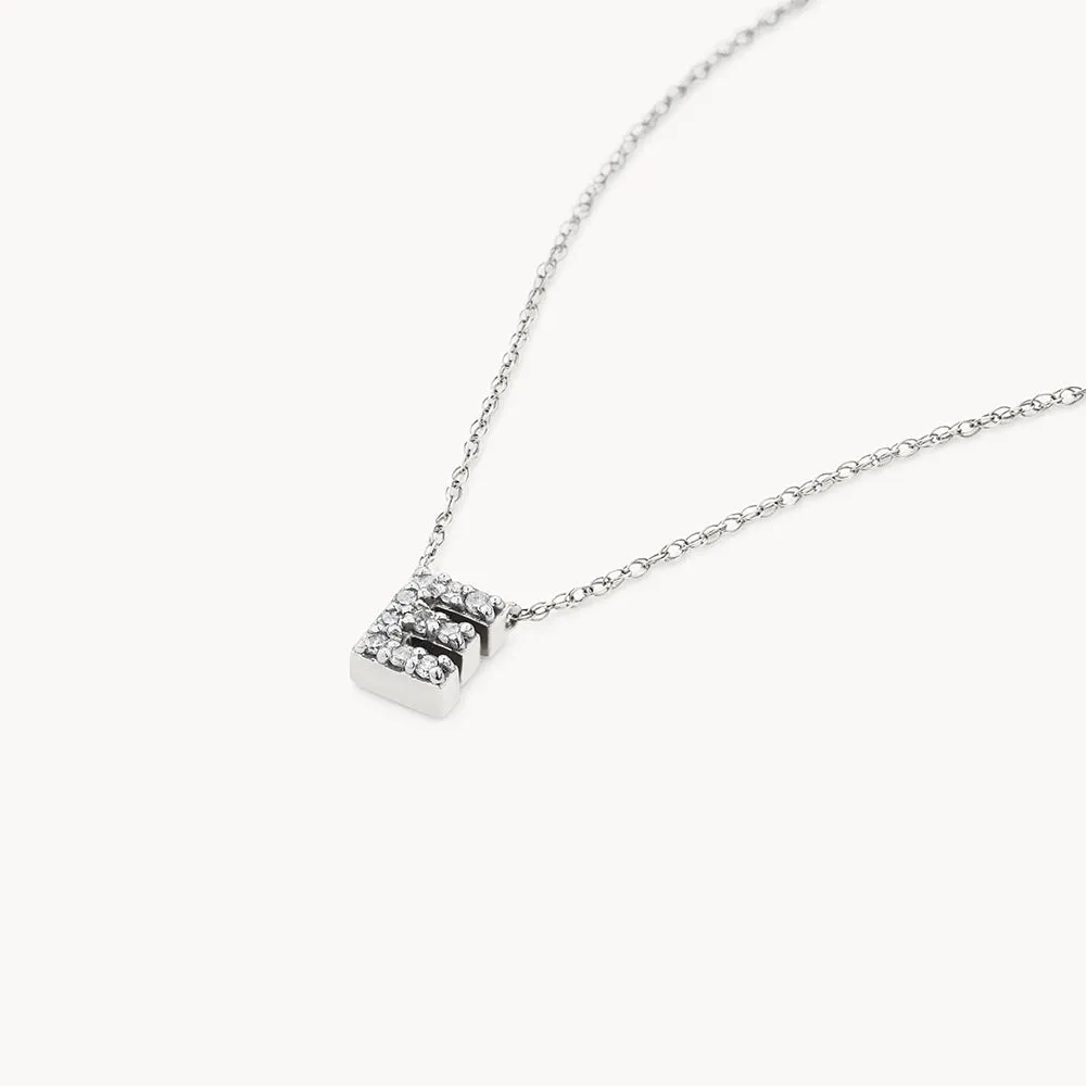 Diamond Letter E Necklace in Silver