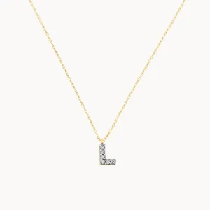 Diamond Letter L Necklace in 10k Gold