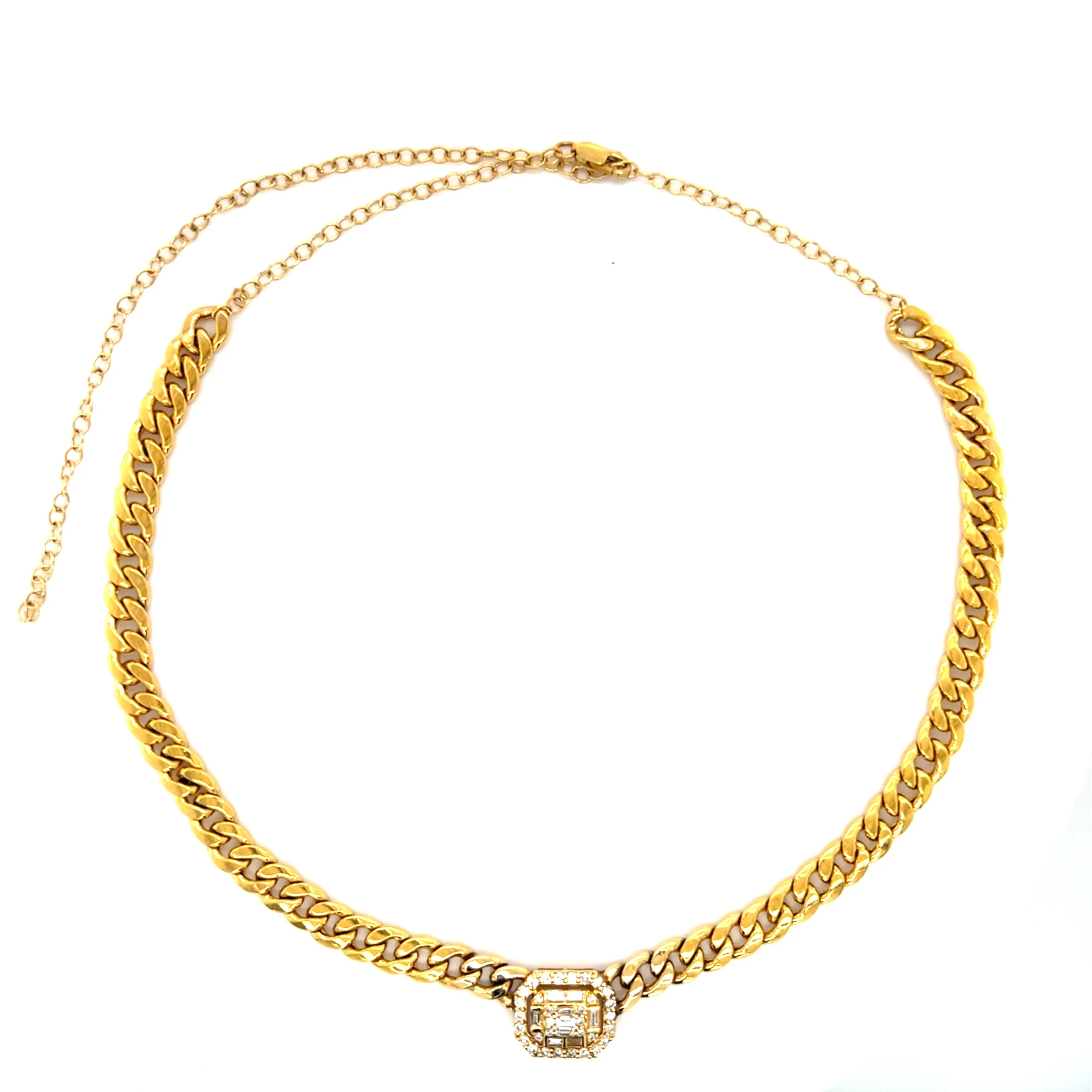 Diamond Octagon Halo Center on Cuban Chain Choker