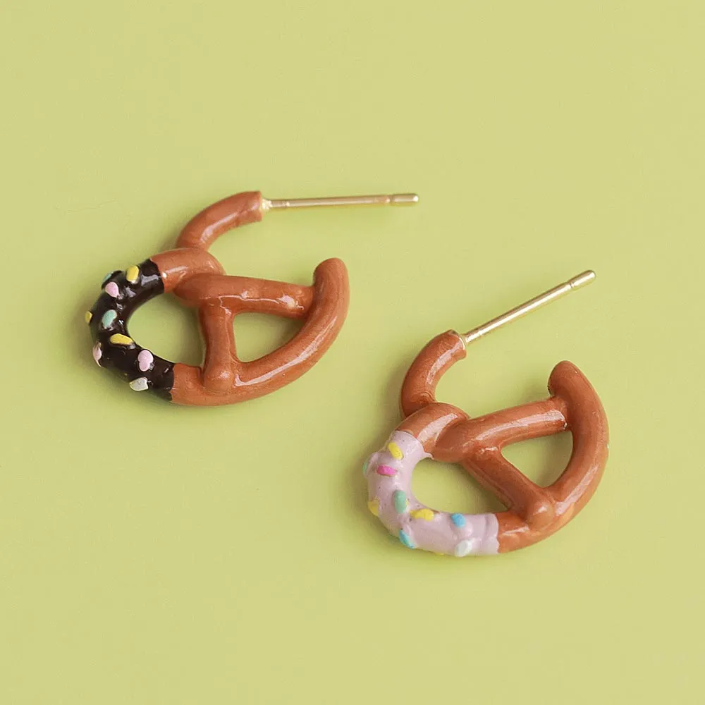 Dipped Pretzel Earrings