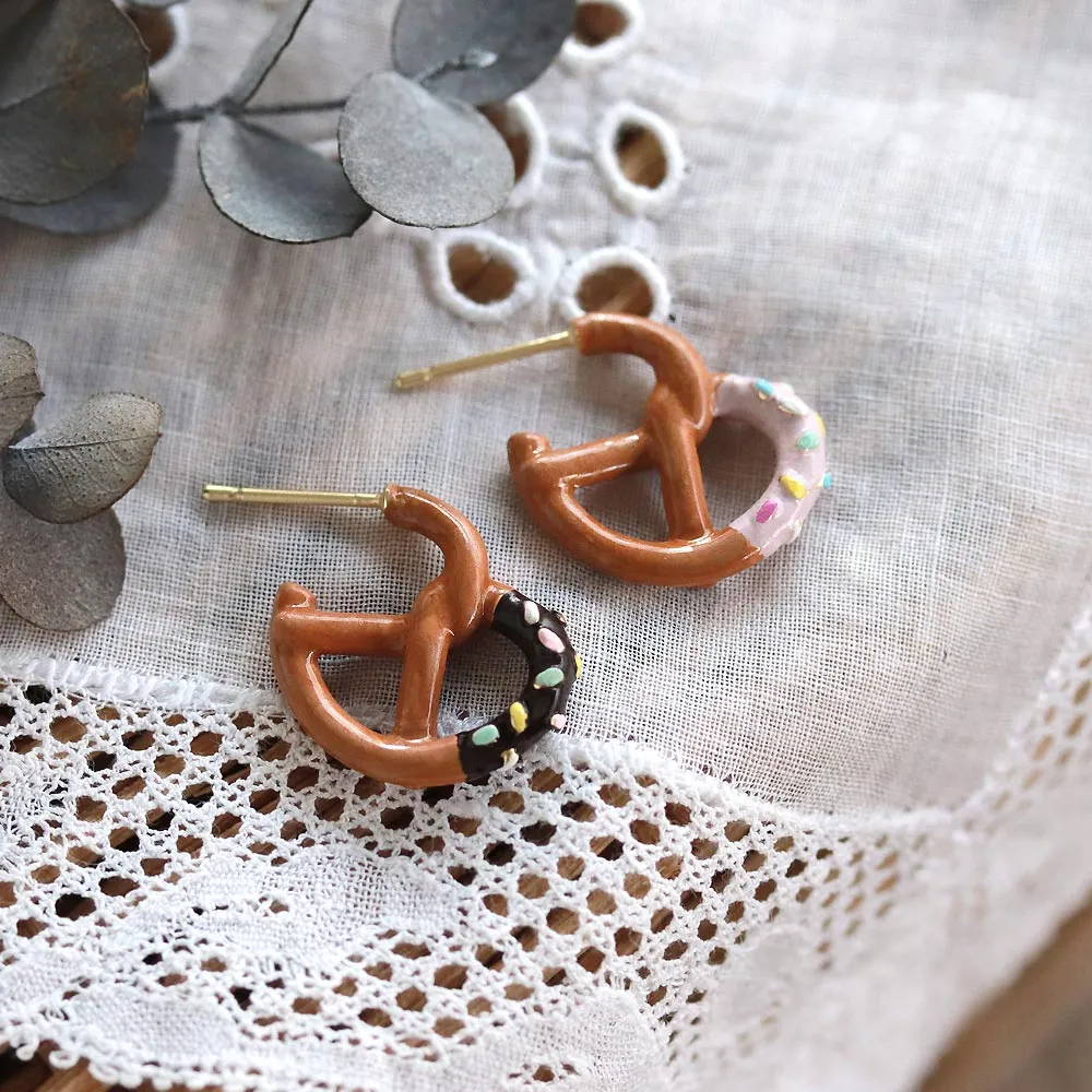 Dipped Pretzel Earrings