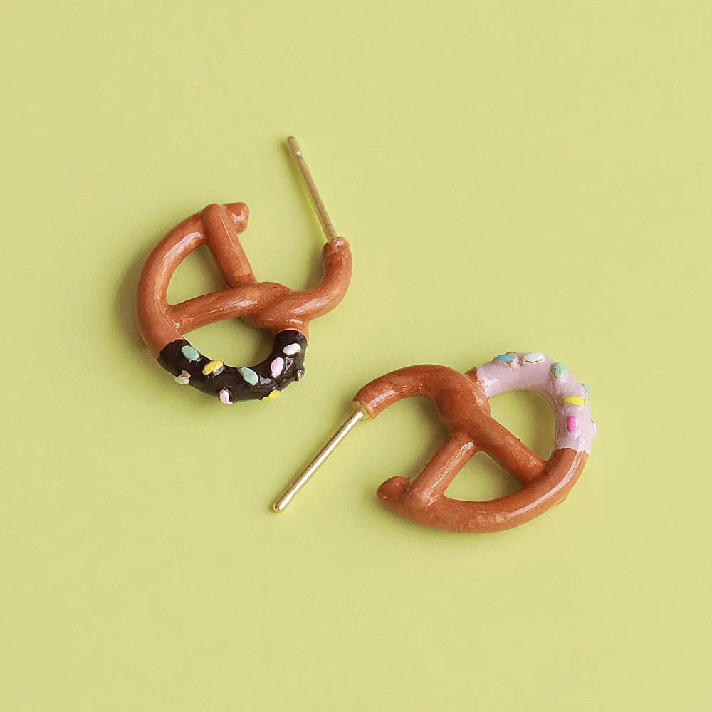 Dipped Pretzel Earrings