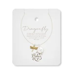 Dragonfly & Pearl Amulet Necklace