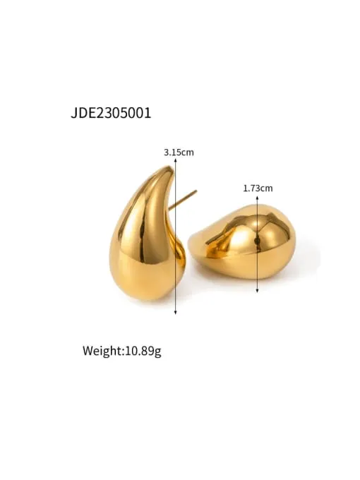 Drop Earrings 18k Gold Plated Statement Earrings Stainless Steel Chunky Big Drop Dupe Earrings