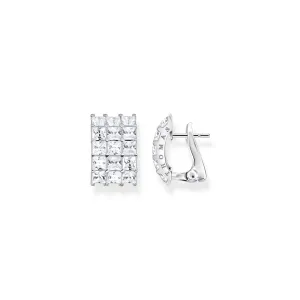 Ear clip white stones pavé silver