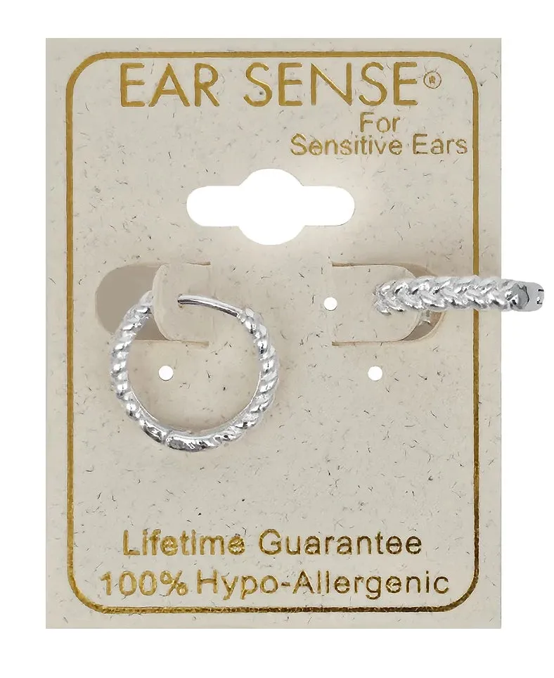 Ear Sense Earring F454 Silver Plaited Huggie