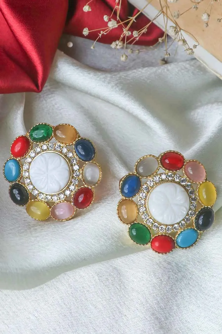 Elegant Multi-Colour Stud Earrings