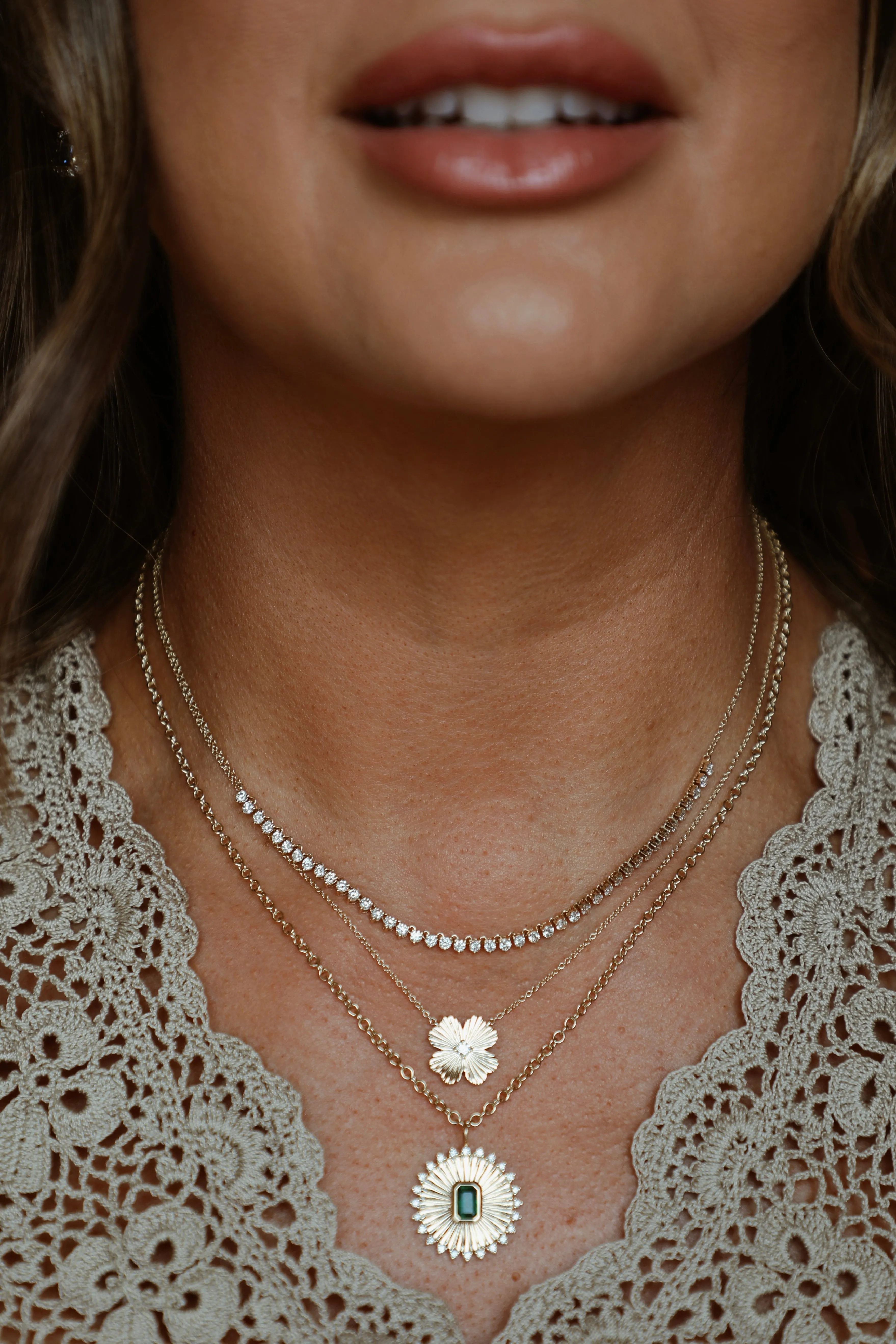 Emerald & Diamond Medallion Necklace