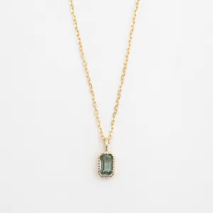 Emerald Cut Green Sapphire Wisp Necklace