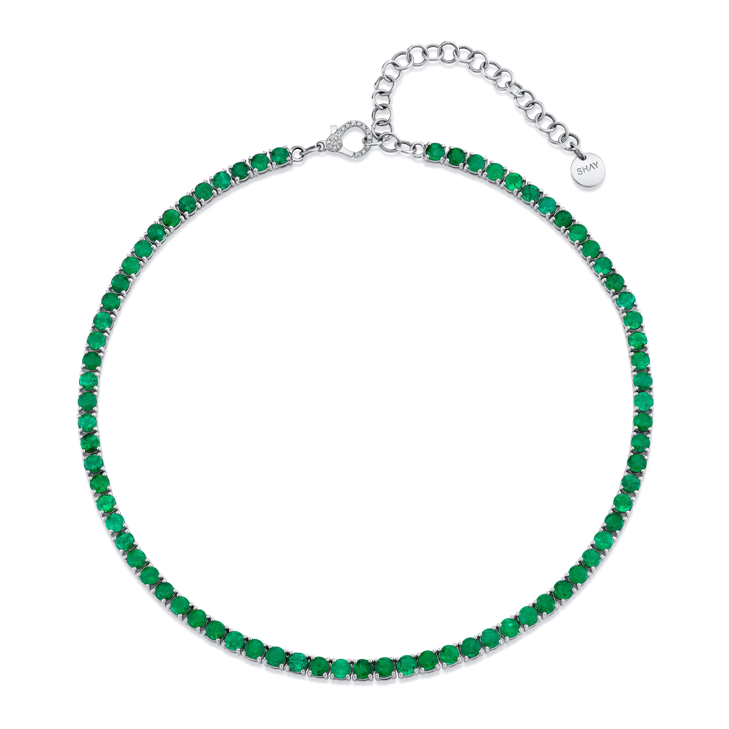 EMERALD ROUND TENNIS NECKLACE