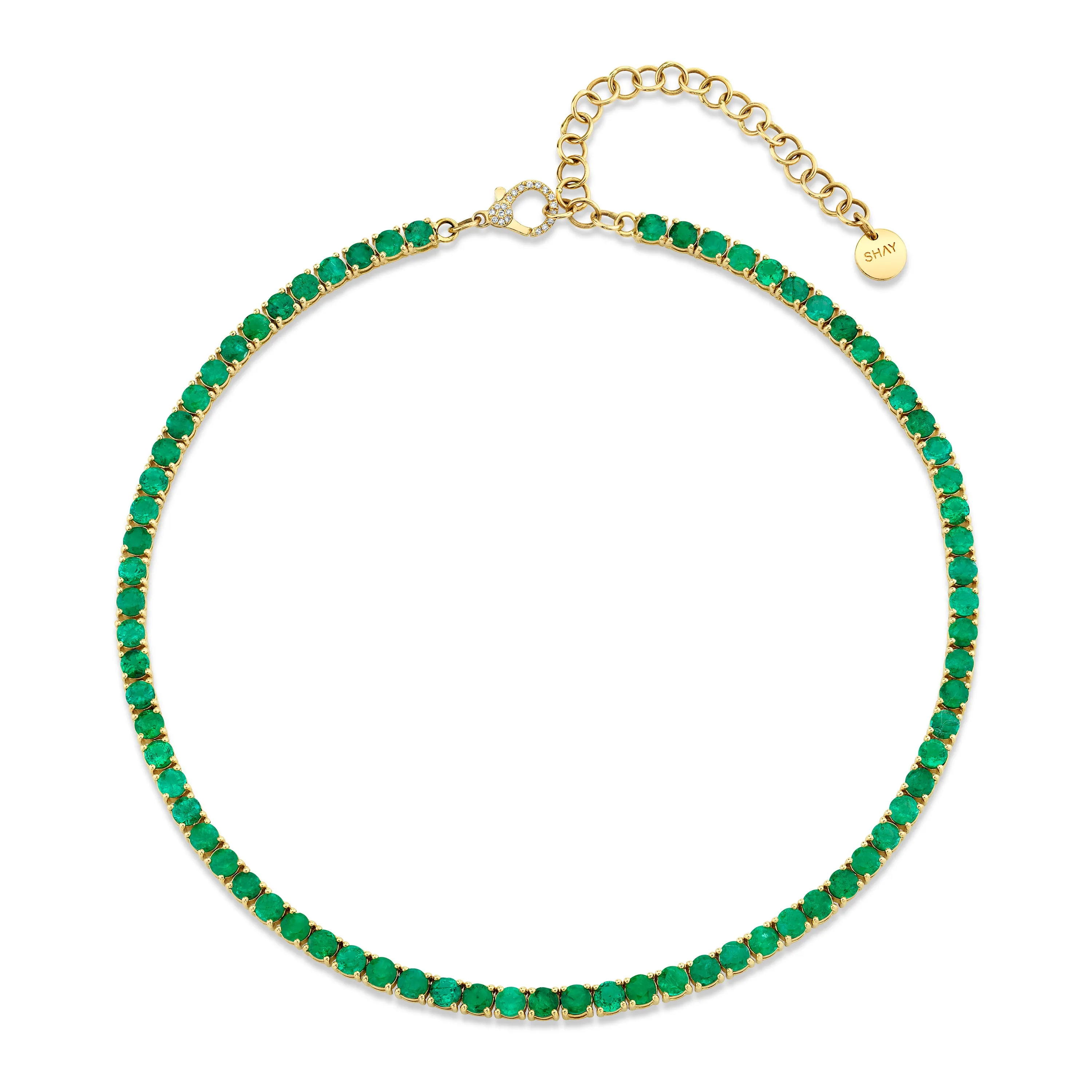 EMERALD ROUND TENNIS NECKLACE