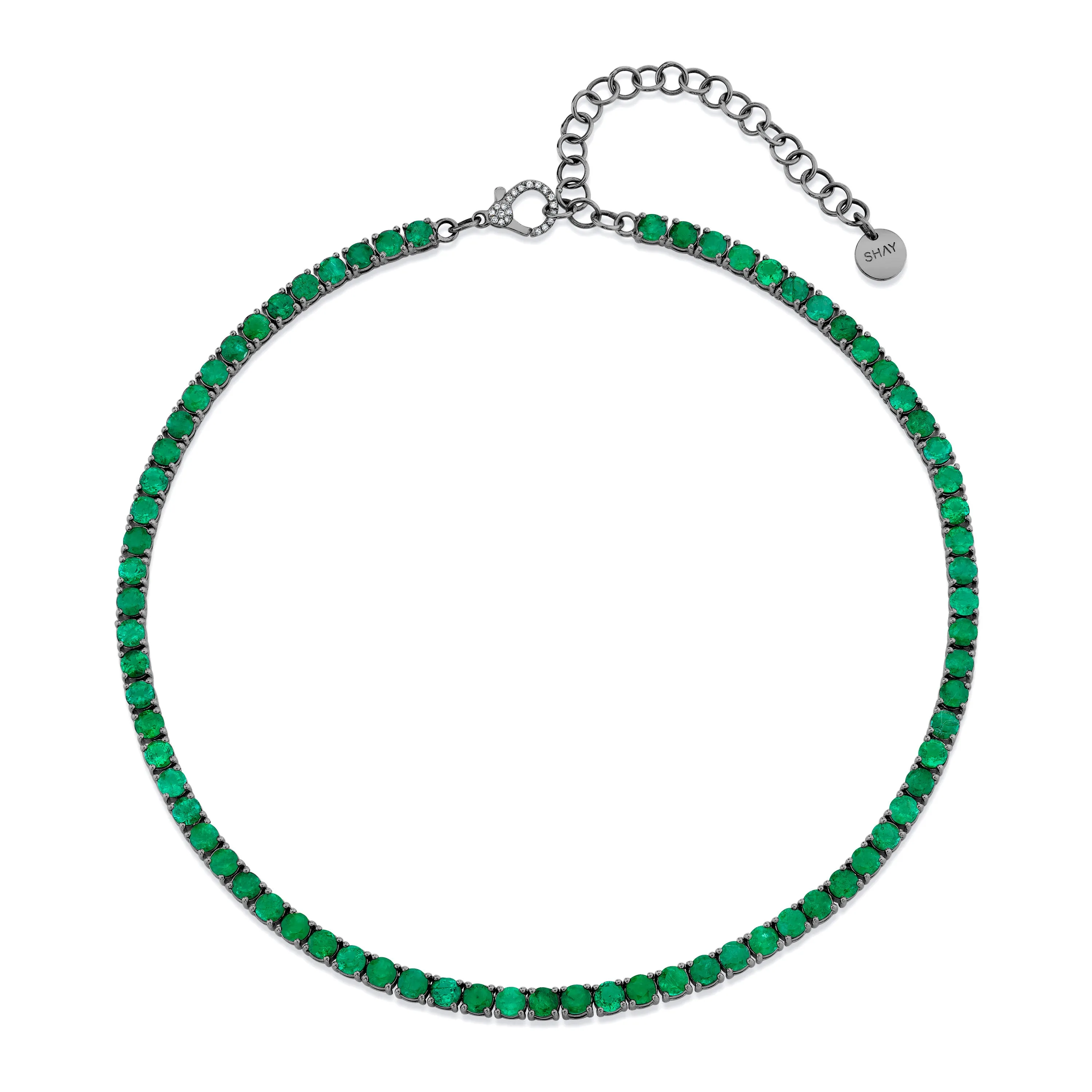 EMERALD ROUND TENNIS NECKLACE