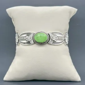 Estate David Reeves SS Green Turquoise Cuff Bracelet