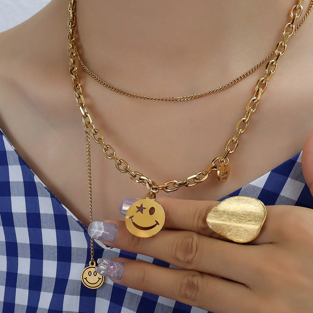 European and American Vacation Style Smiley Letter Necklace