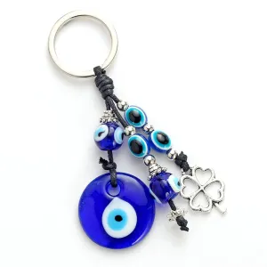 Eye Leaf Charms Keychain Glass Evil Eye Pendent Key Chain Alloy Car Key Chain Men Women