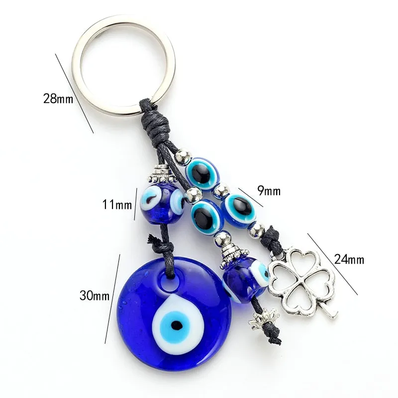 Eye Leaf Charms Keychain Glass Evil Eye Pendent Key Chain Alloy Car Key Chain Men Women