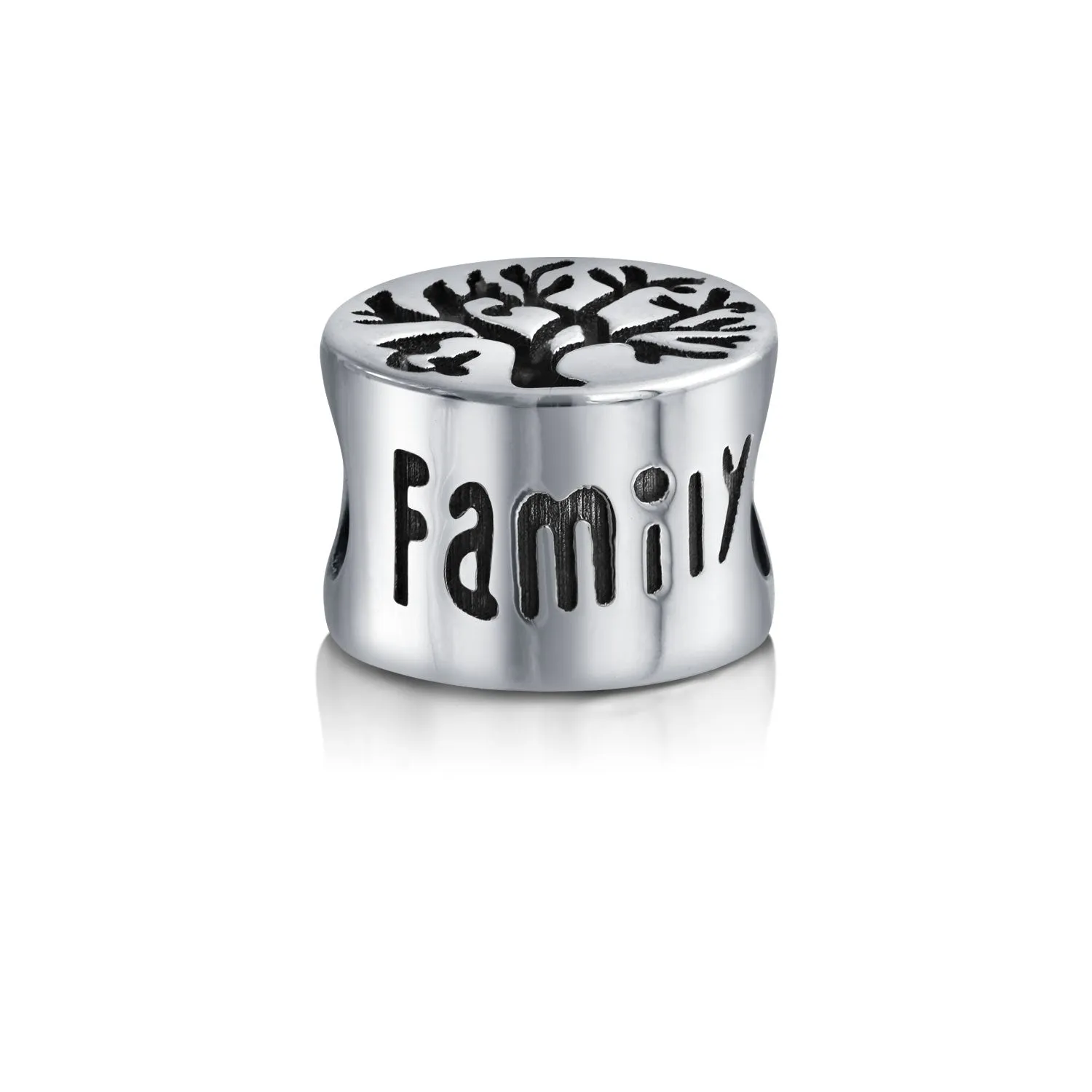 Family Tree of Life Charm Bead Oxidized Silver for European Bracelets