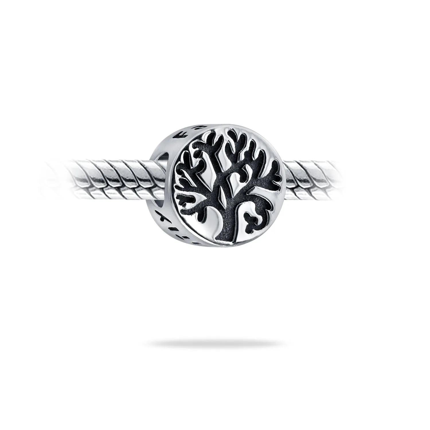 Family Tree of Life Charm Bead Oxidized Silver for European Bracelets