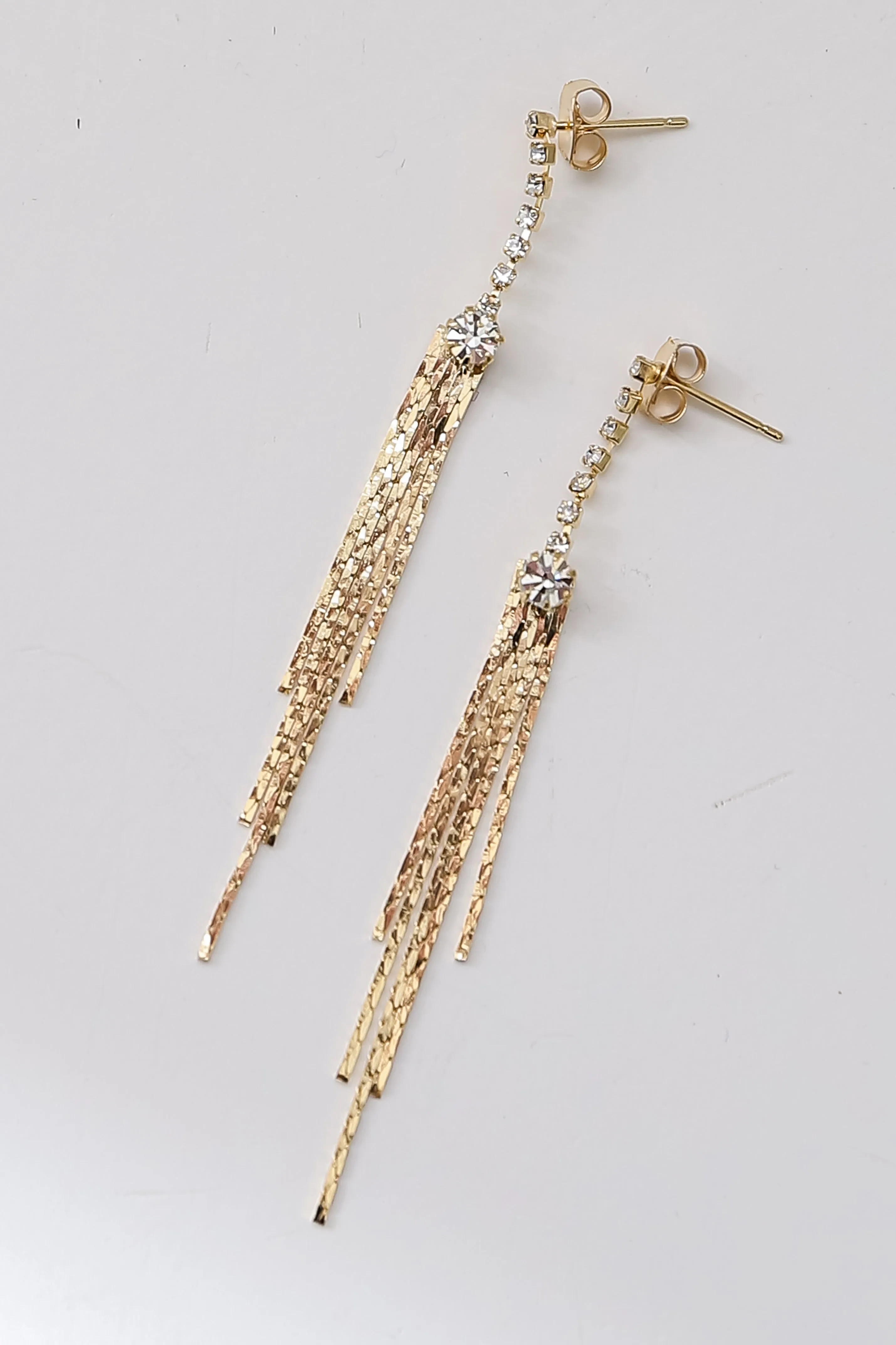 FINAL SALE - Haven Gold Rhinestone Fringe Earrings