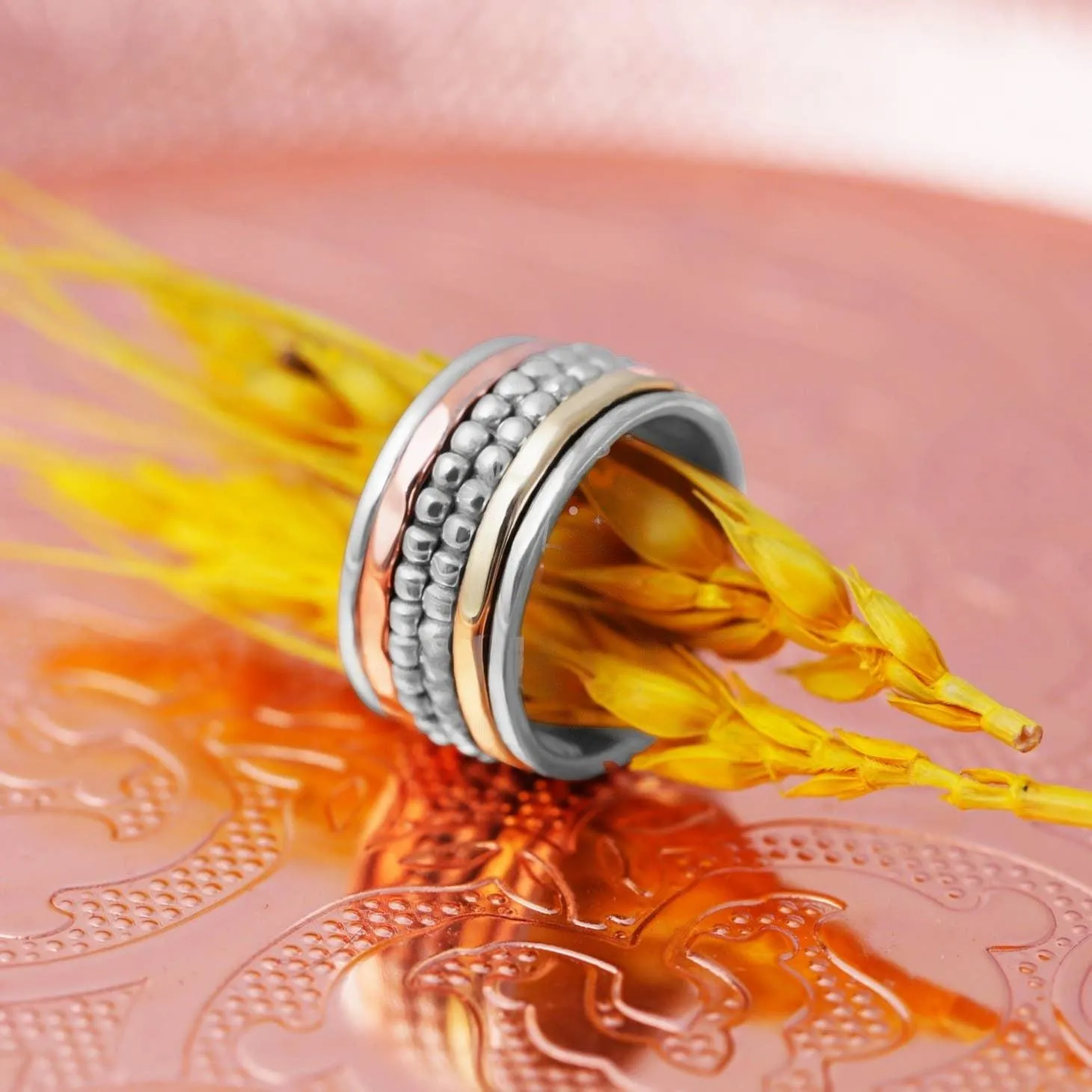 Four-stacked Bohemian Spinning Ring