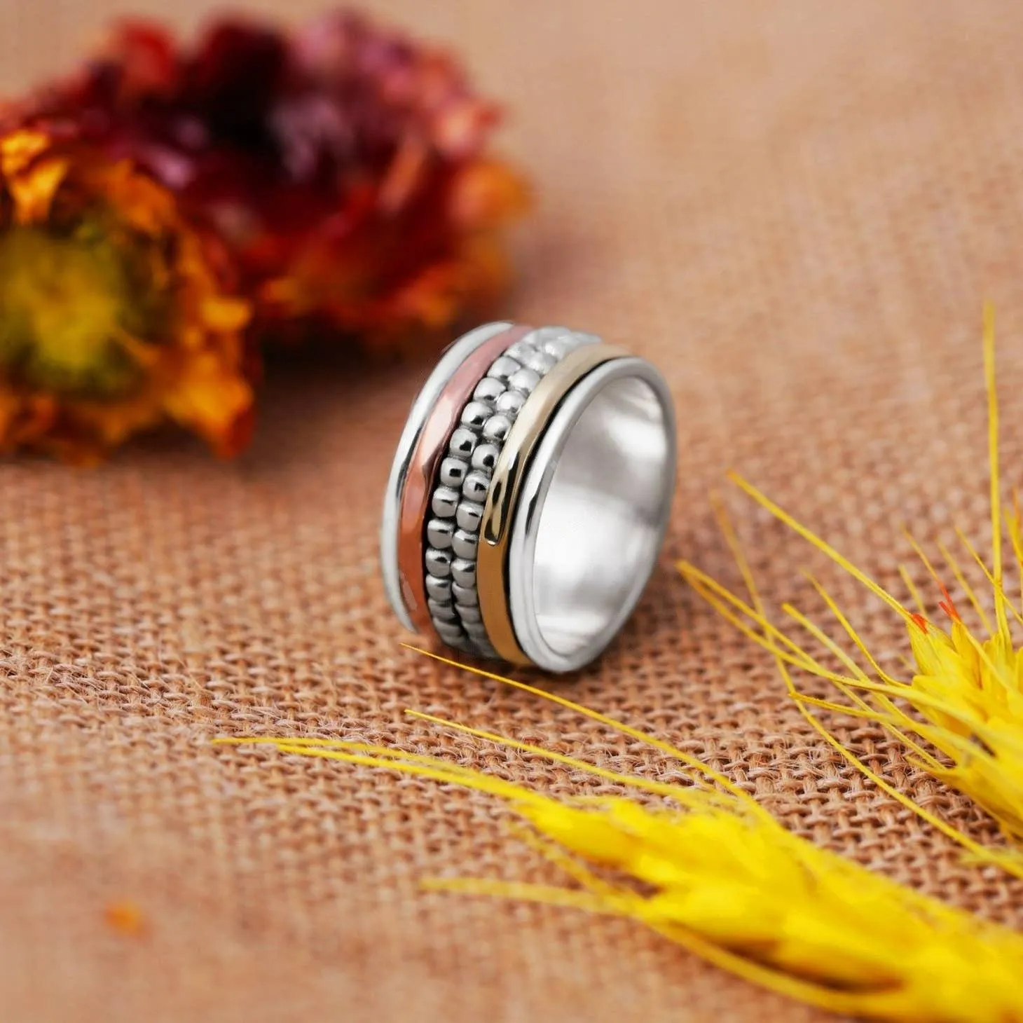 Four-stacked Bohemian Spinning Ring