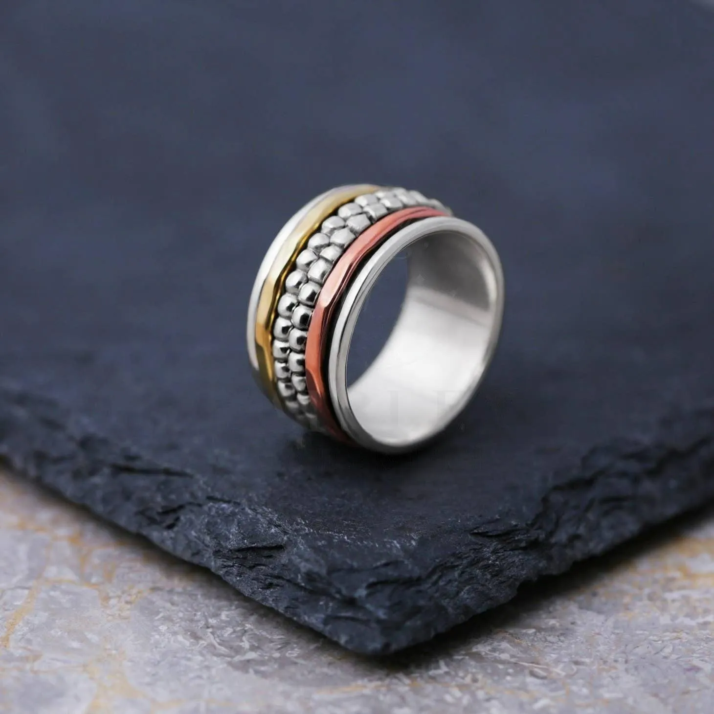 Four-stacked Bohemian Spinning Ring