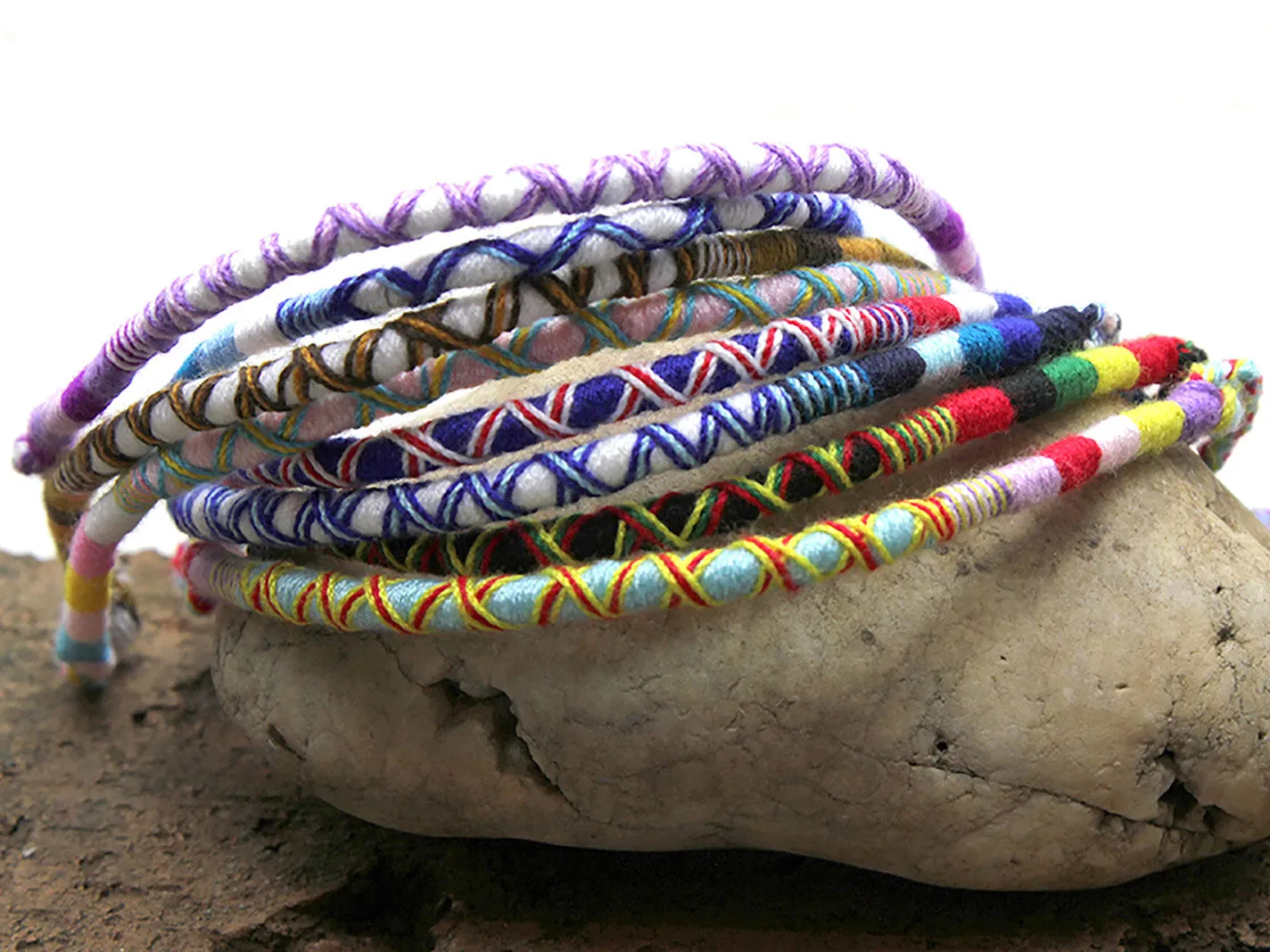 Friendship Round Woven Cotton Bracelet 6 Pcs. PACK