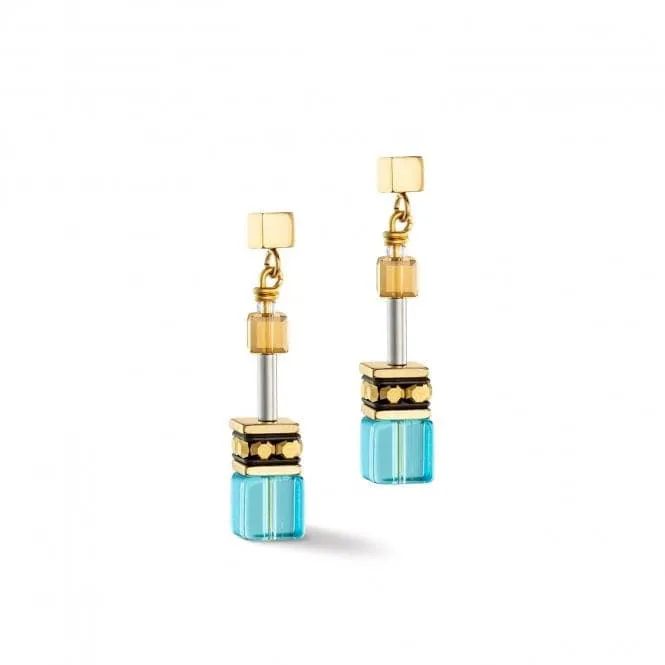 GeoCUBE® Iconic Turquoise-Gold Earrings 2838/21-0616