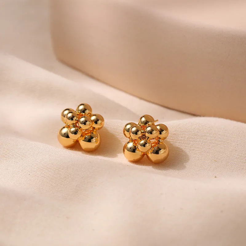 Gold Bubble Cluster Stud Earrings jlt11830