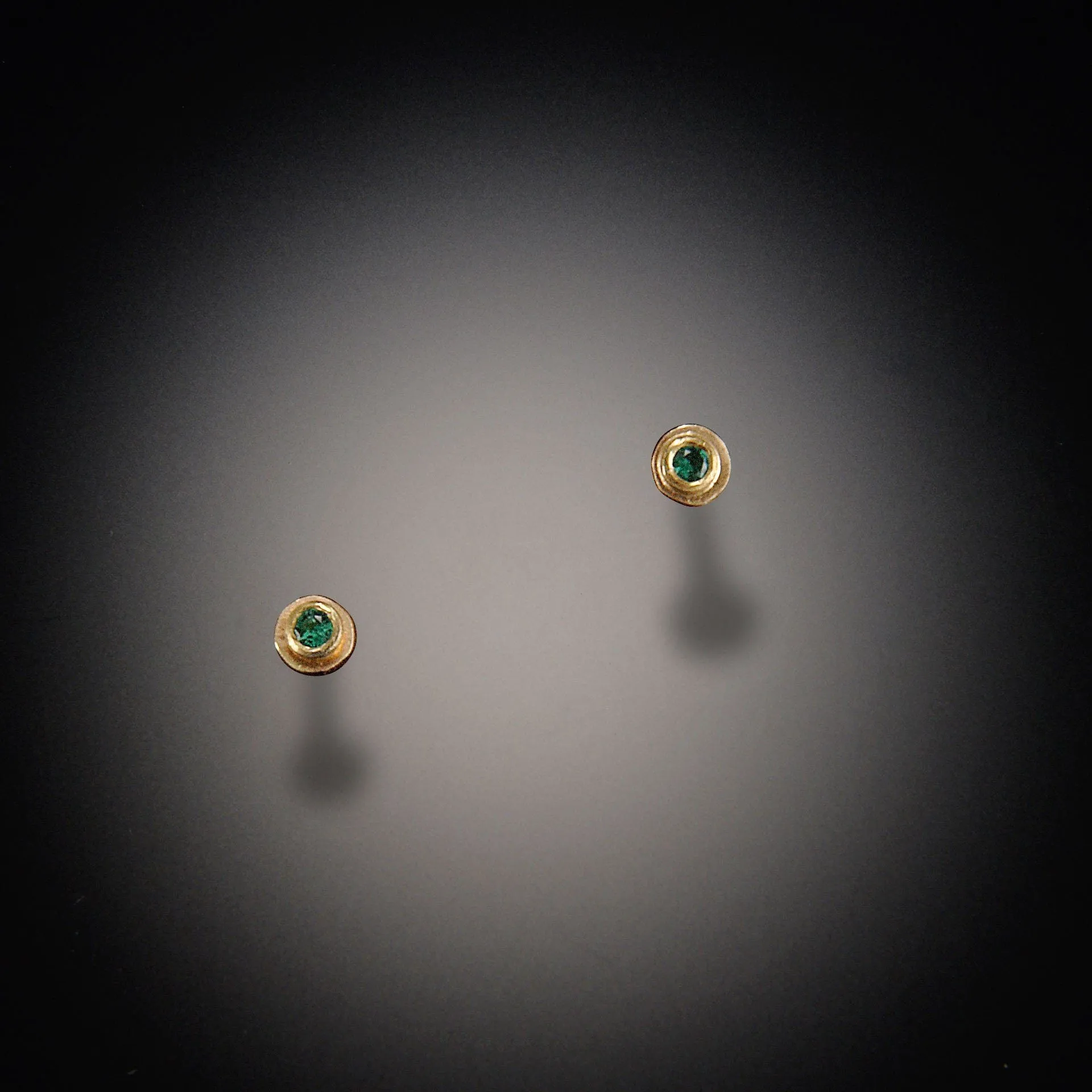 Gold Dot Earrings with Emeralds