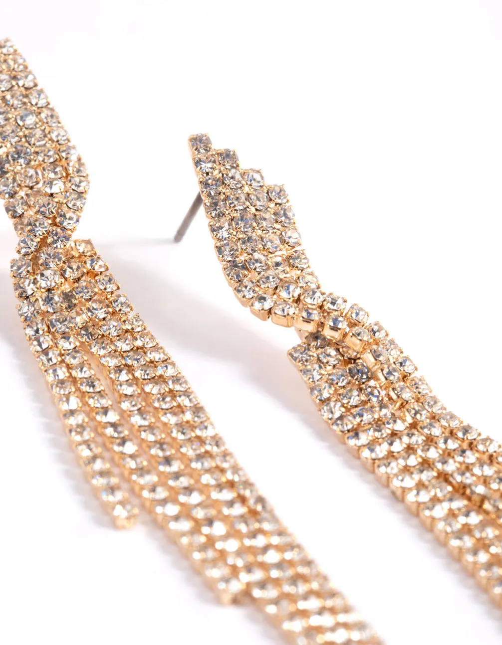 Gold Five Strand Twist Drop Earrings