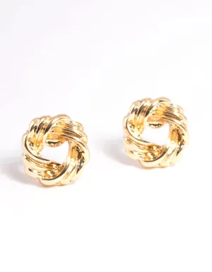 Gold Open Knot Stud Earrings