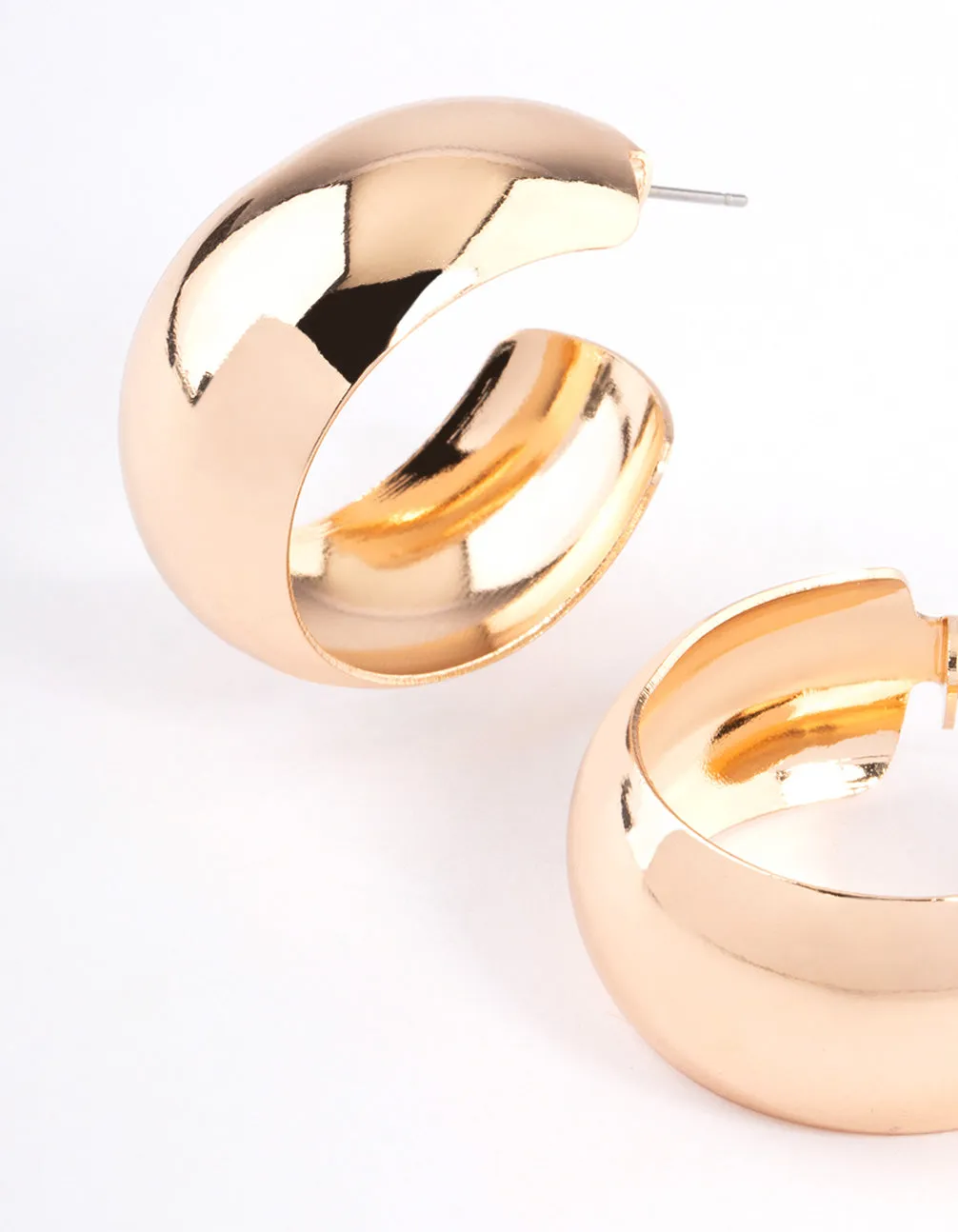 Gold Smooth Thick Hoop Earrings 25cm