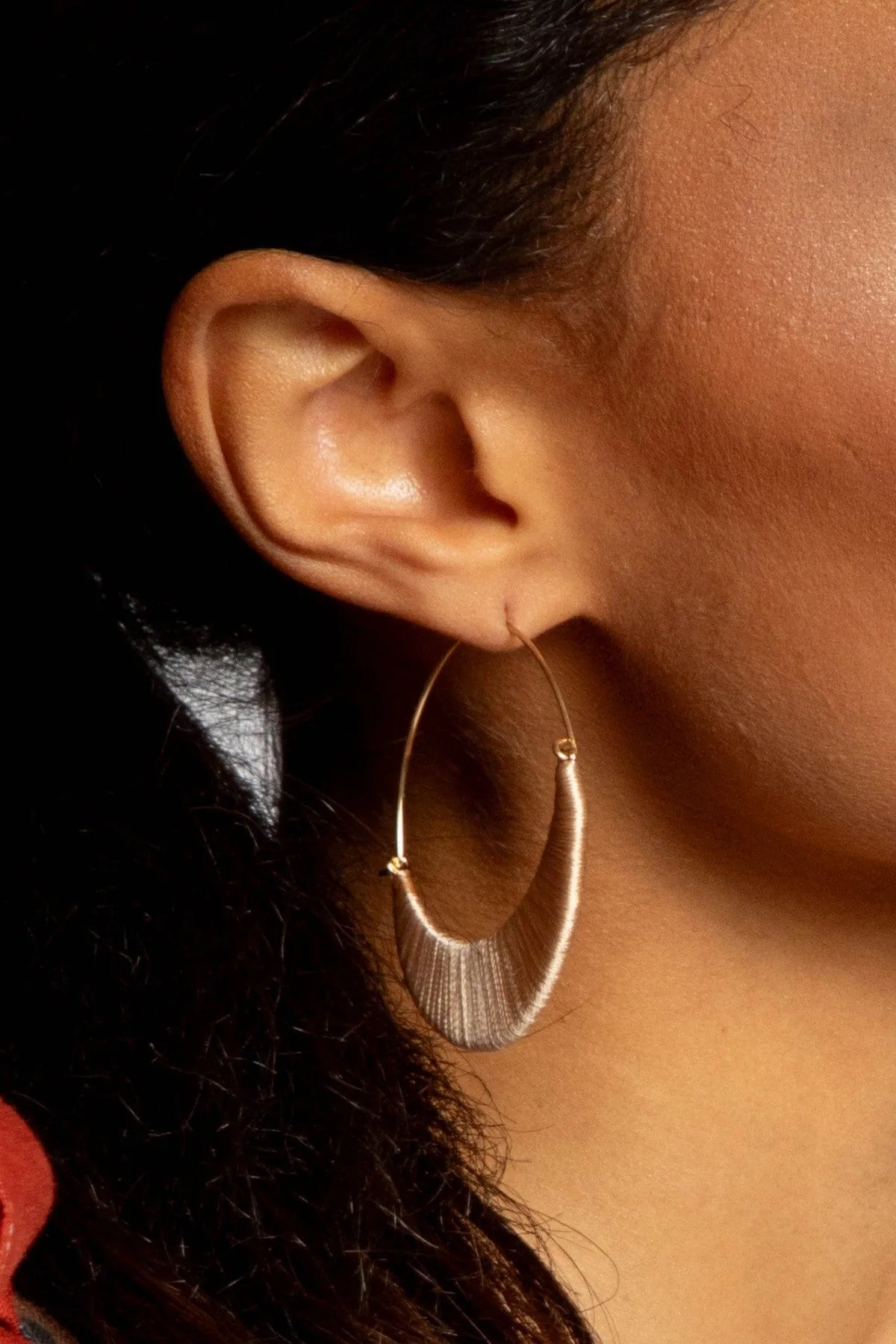 Gold Thread Hoop Earring