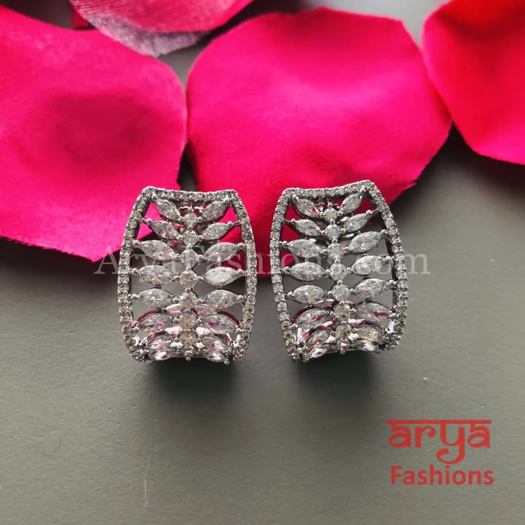 Golden and Silver Cubic Zirconia Party Studs