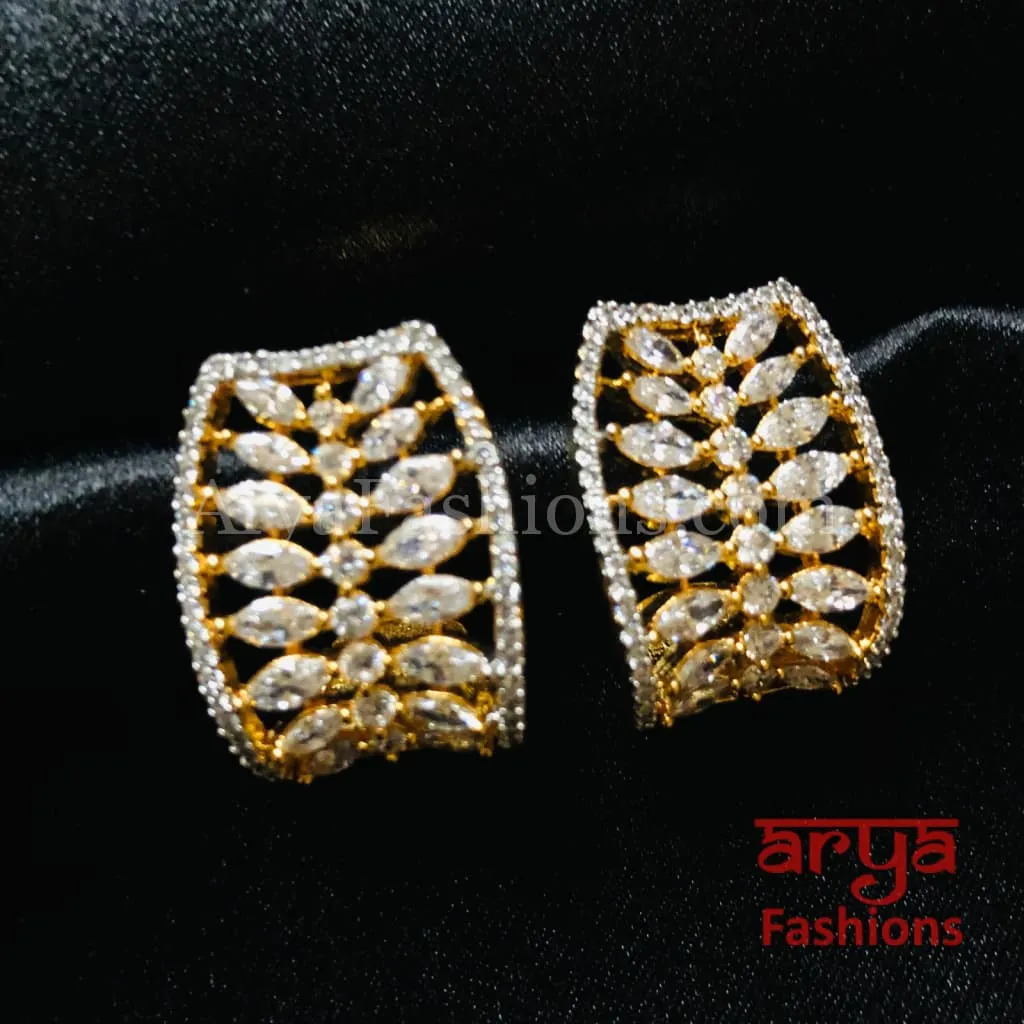 Golden and Silver Cubic Zirconia Party Studs