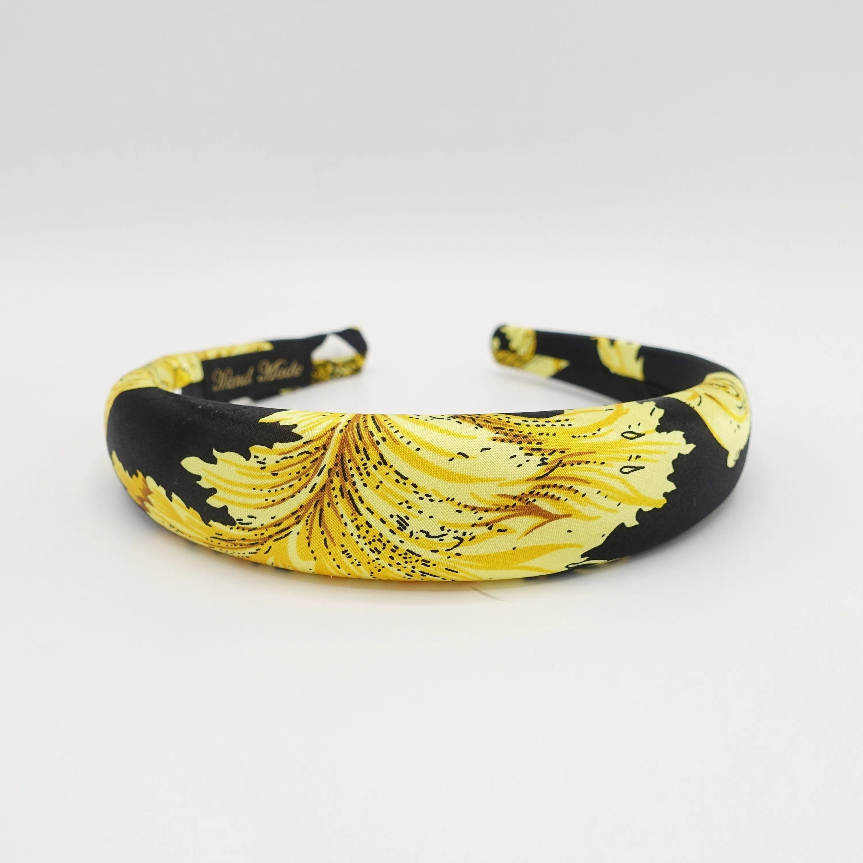 golden print satin padded headband