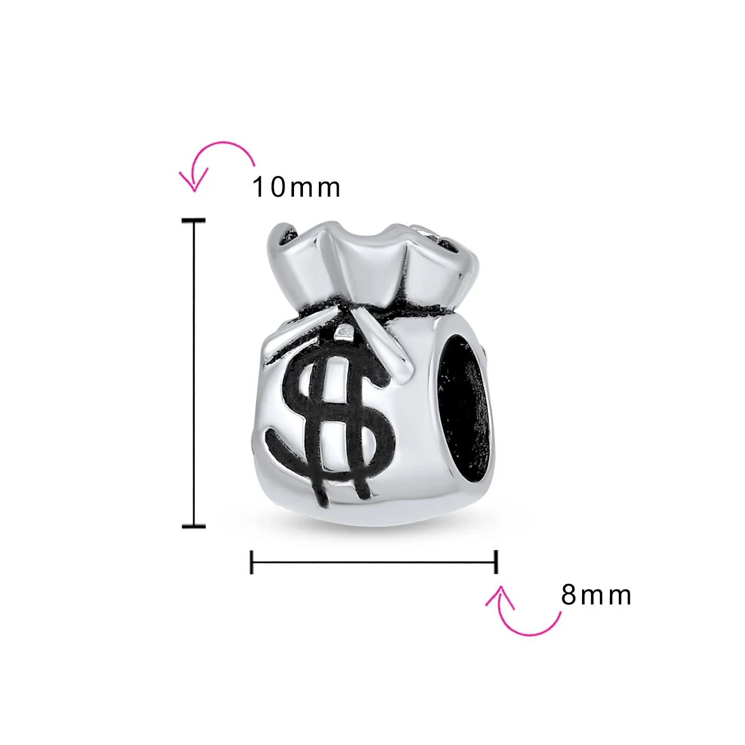 Good Luck Money Bag Charm Bead Sterling Silver for European Bracelet