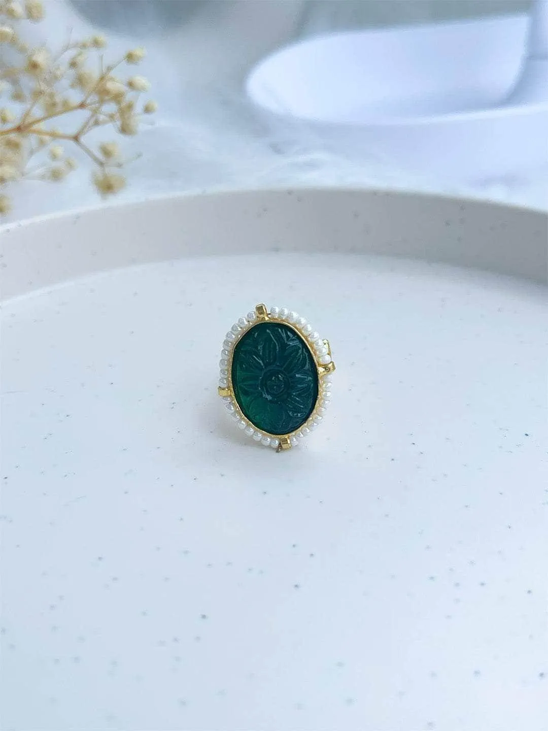 Green Onyx Stone Ring