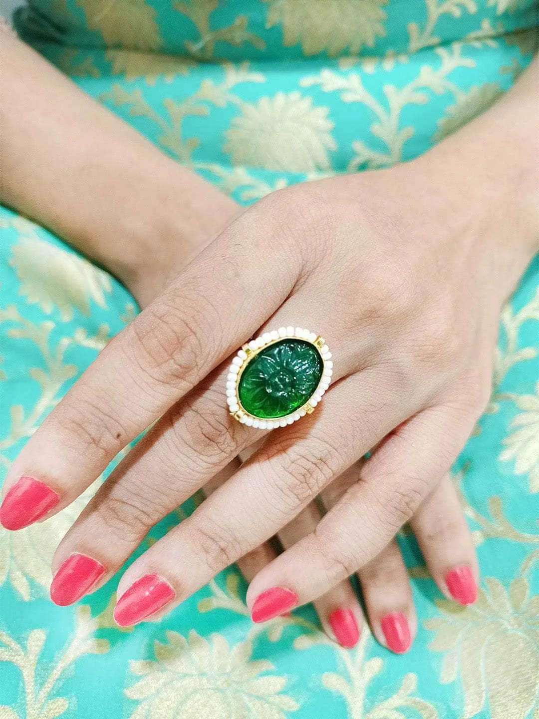 Green Onyx Stone Ring